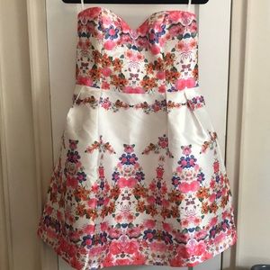 Chi Chi London White Floral A-Line Dress, Size 14